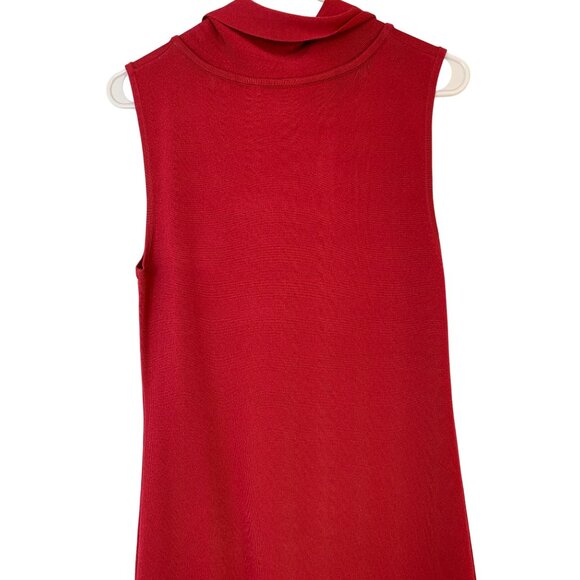 Adrienne Vittadini Red Gloss Sleeveless Bow Neck Midi Dress Large RB10144 $138 - Picture 9 of 9